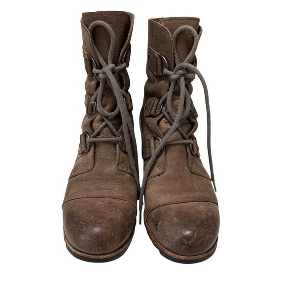 Sorel Joan of Arctic Boot Mid Lace Up Wedge Dark Fog Grey Taupe Women’s 7.5 - Picture 5 of 13